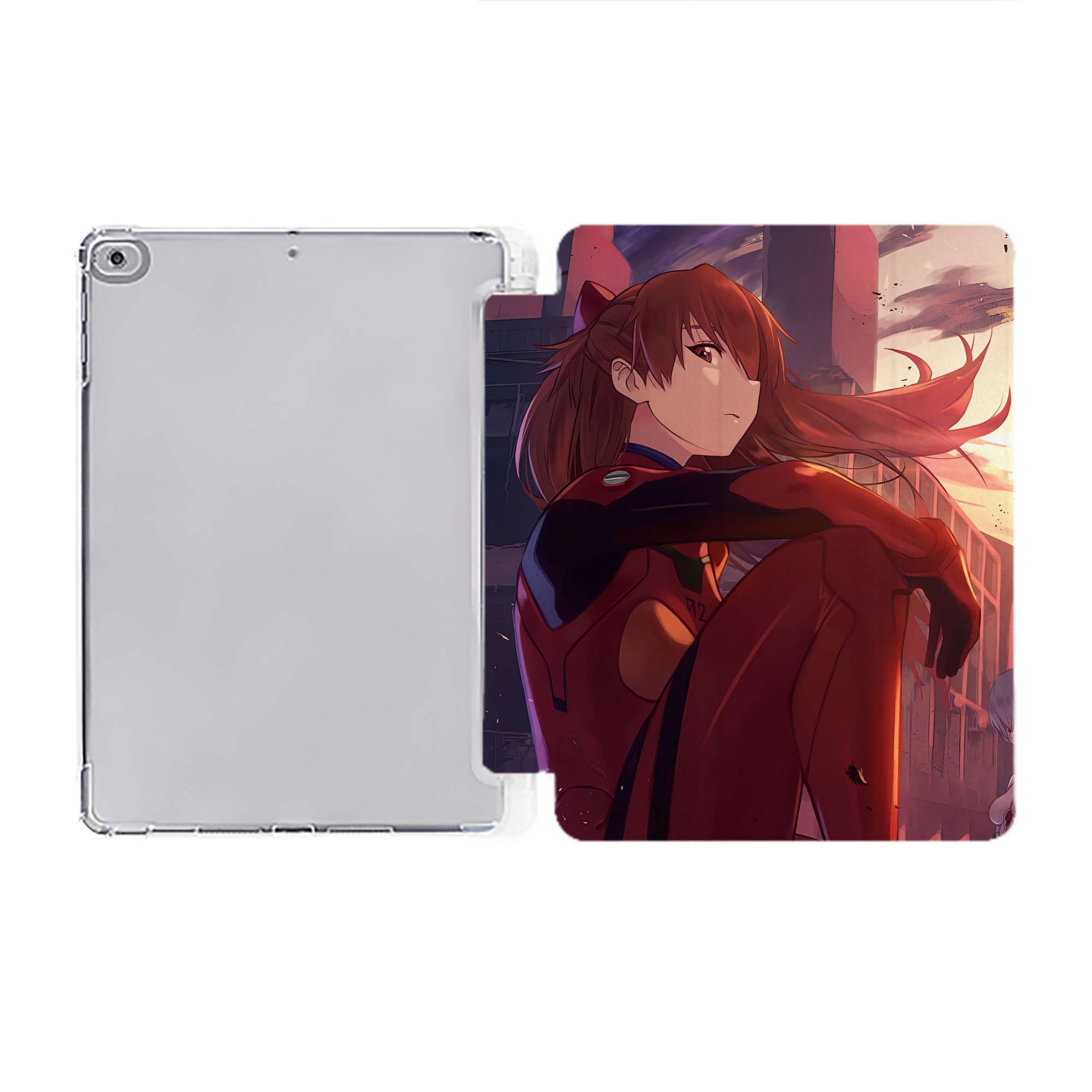 （画像用） EVA 新世紀エヴァンゲリオン IPad ケース ペン収納付き 三つ折りスタンド PUレザー×シリコン 対応機種9.5/10.5/10.9インチ